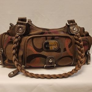 Strada Handbag - Brown w/ multi colored interlocking circles